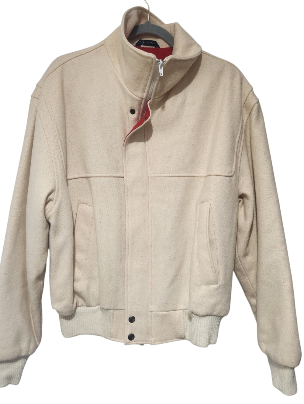 Vintage Town And Country Wool Bomber Jacket Cream Size M
